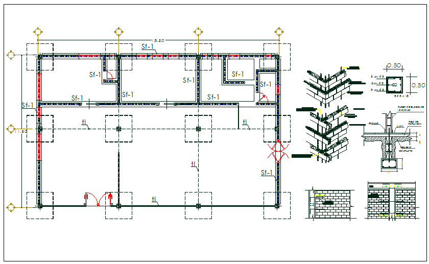 Floor Column Foundation Plan Layout Detail View Dwg File Cadbull