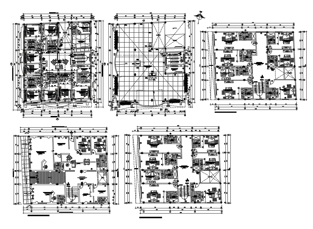 Floor distribution plan details of multi-story apartment building dwg ...