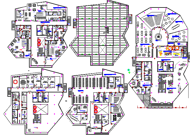 Floor Plan Details Of All Floors Of Convention Center Dwg File Cadbull