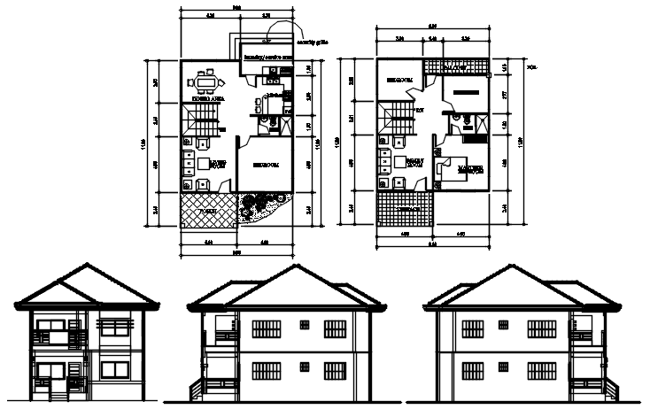Floor Plan Of 2 Storey House 8 00mtr X 11 80mtr With Detail