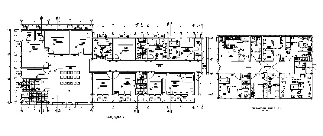 Floor plan of clinic with architectural view in autocad - Cadbull