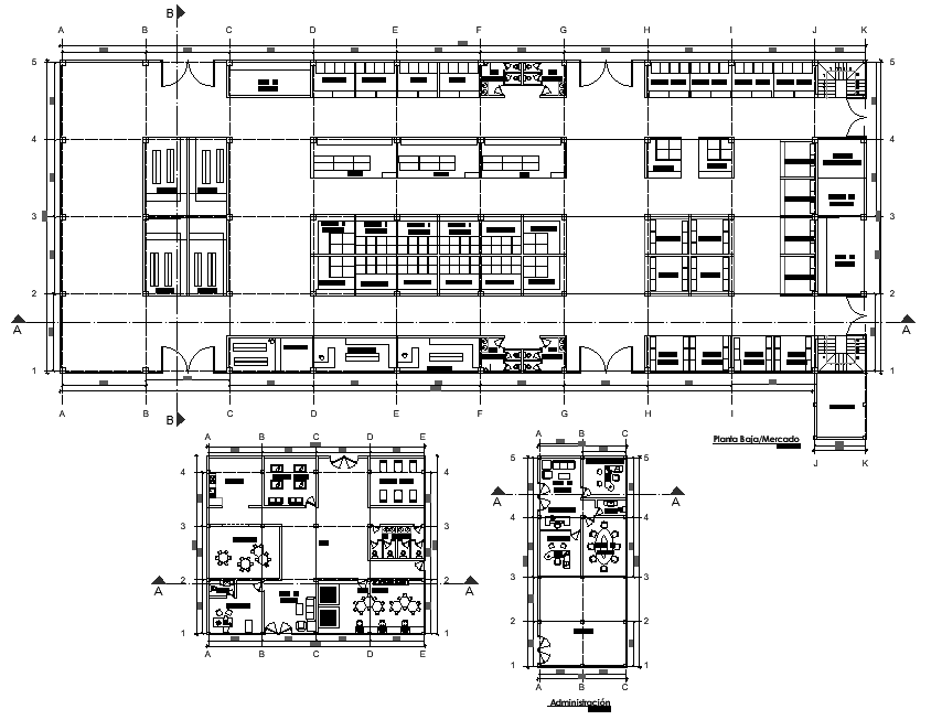 Food market plan layout file - Cadbull