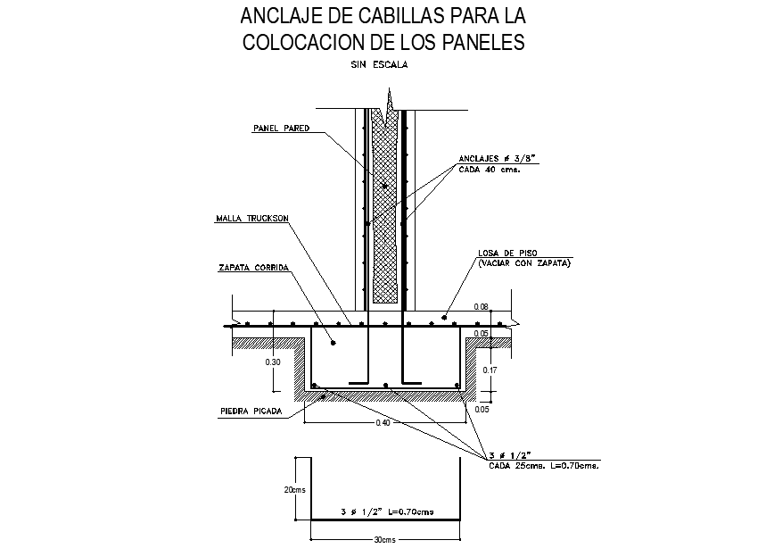 Footing section plan detail dwg file - Cadbull