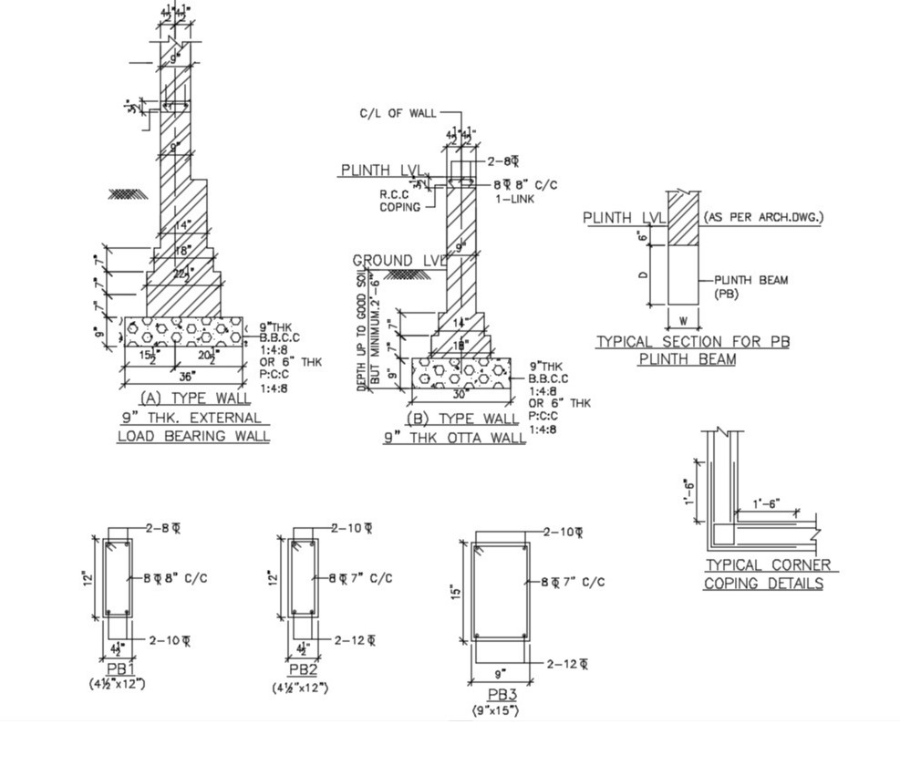 Foundation Step Section Detail Autocad File Cadbull