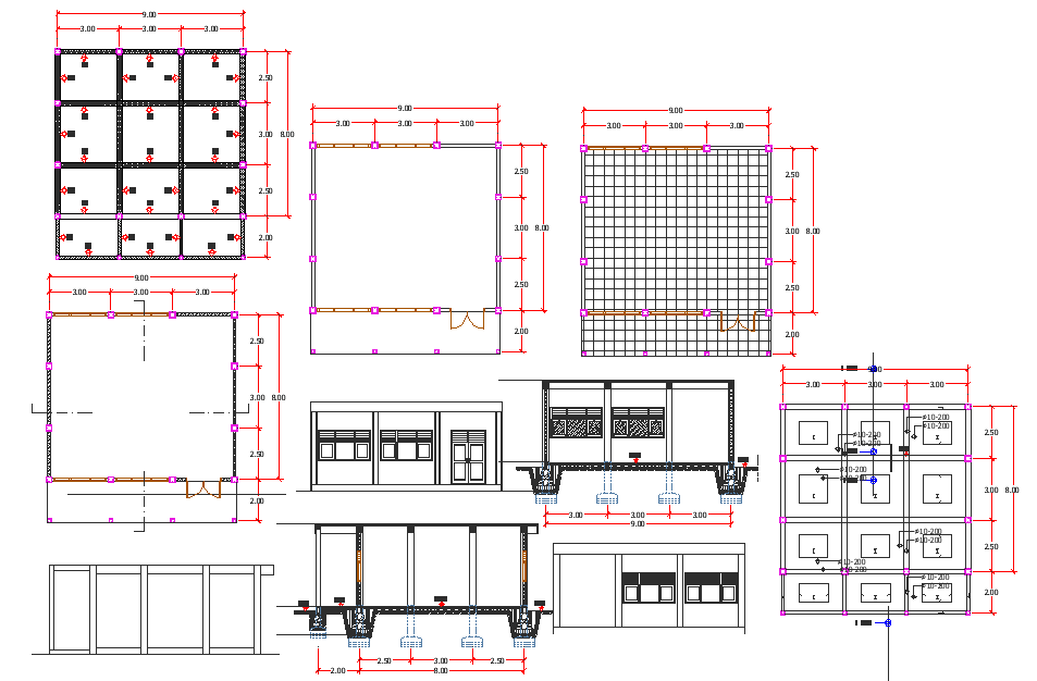 Foundation plan elevation and section detail dwg file 