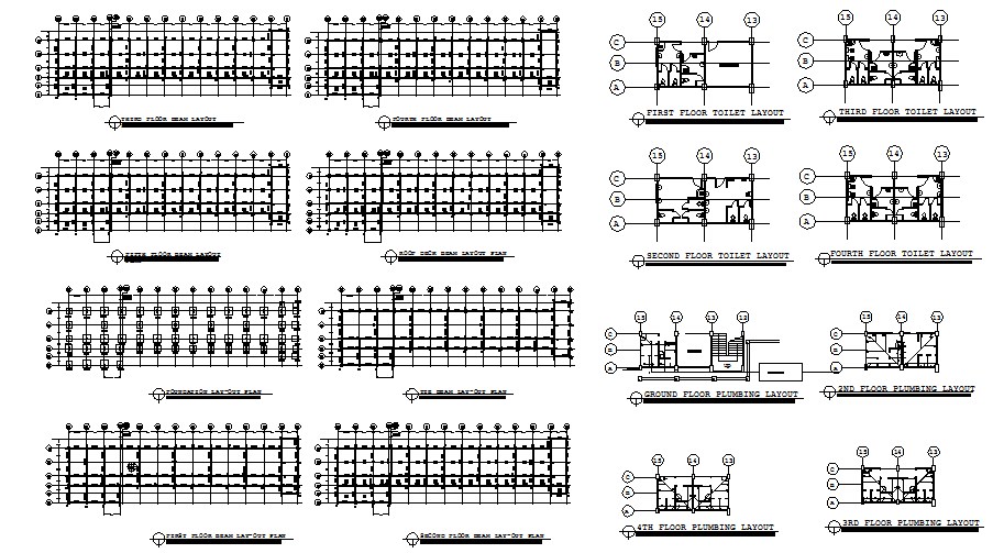 Foundation Plan And Beam Layout Plan Details Of All Floors Of School 