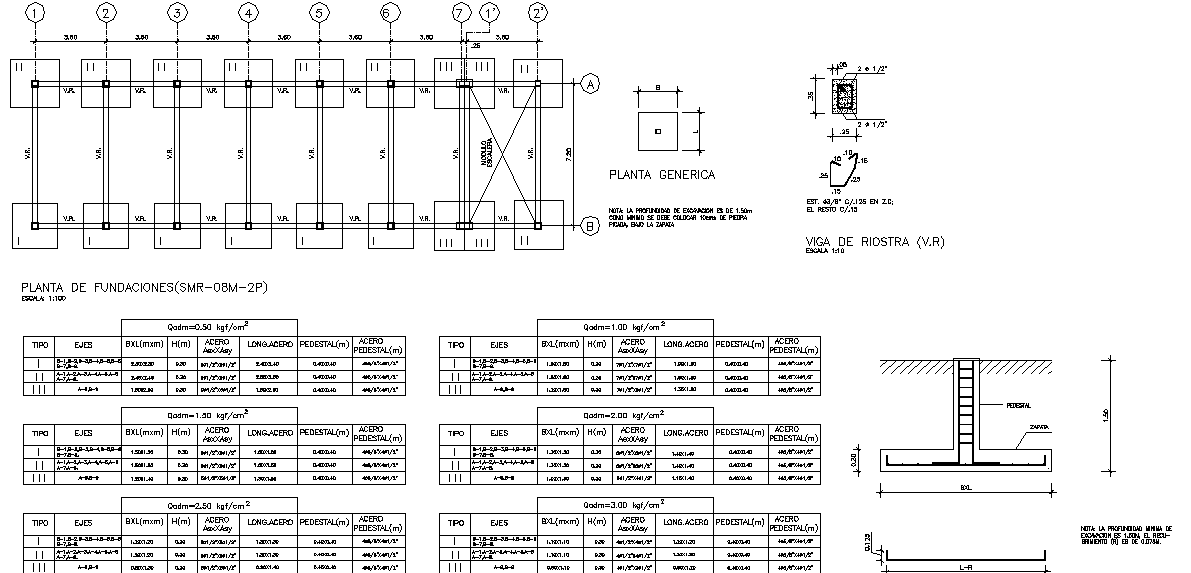 Foundation plan and elevation detail dwg file Cadbull