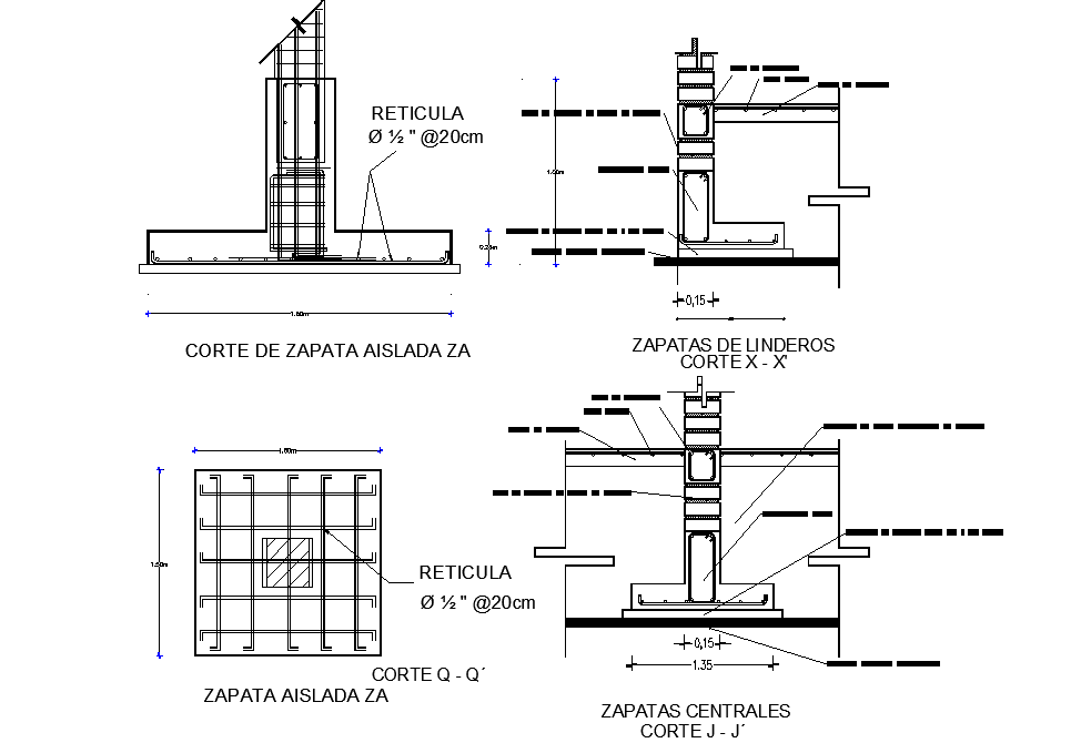 Foundation plan and section detail dwg file - Cadbull