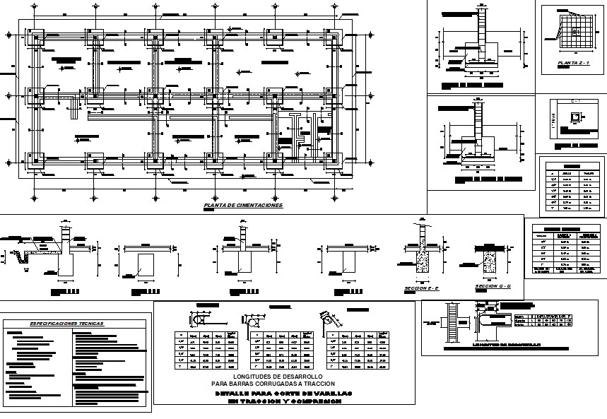 Foundation plan and section detail dwg file - Cadbull