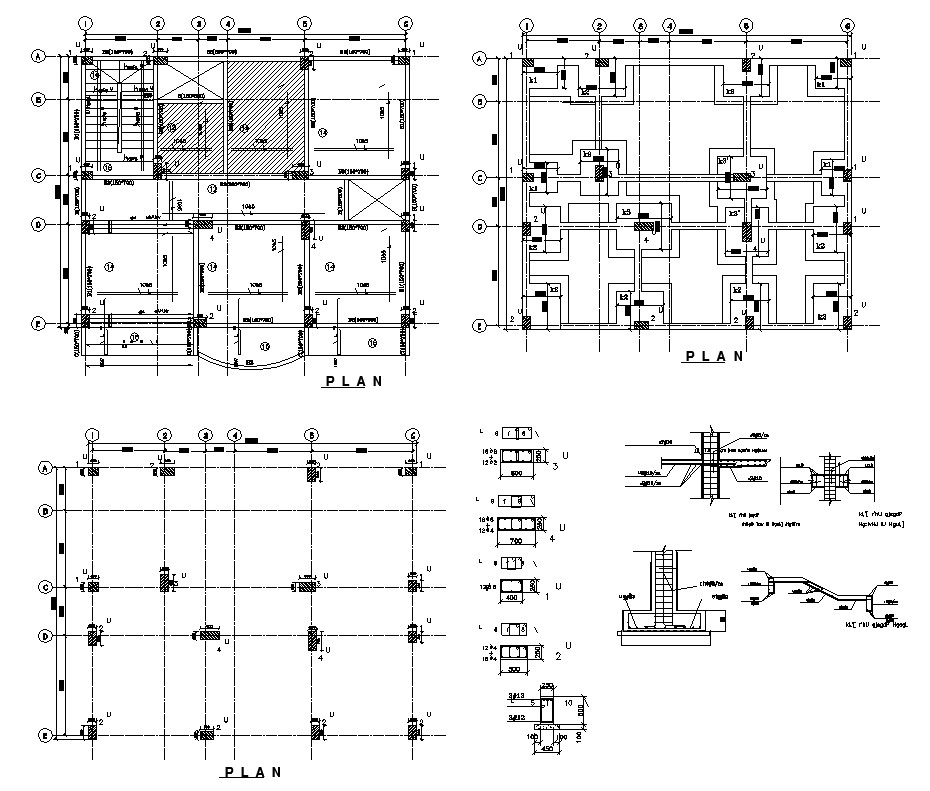 Foundation plan of a building detail CAD structure layout file in dwg ...