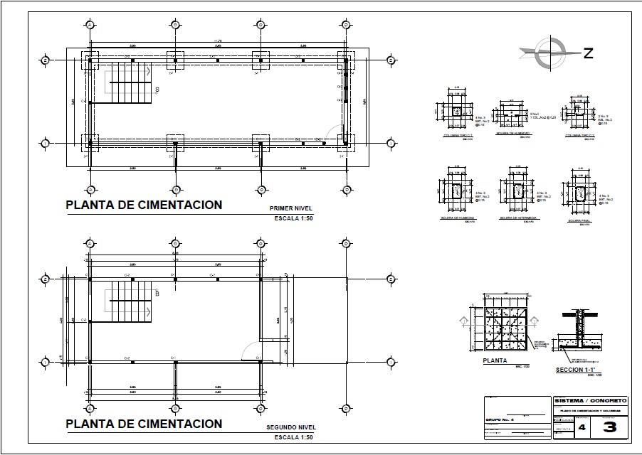 Foundation plan of both floors of house dwg file - Cadbull