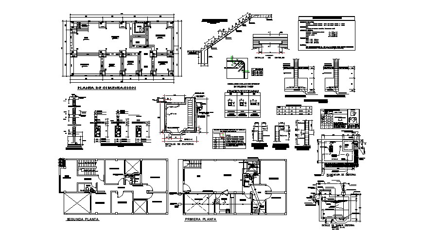 Foundation plan of residential house 8.00mtr x 15.00mtr with detail ...