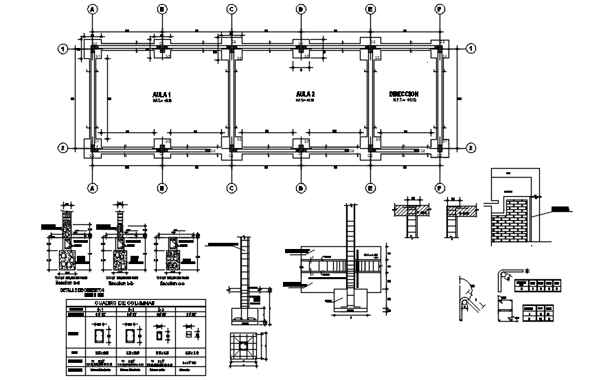 Foundation plan of the classroom in dwg file - Cadbull