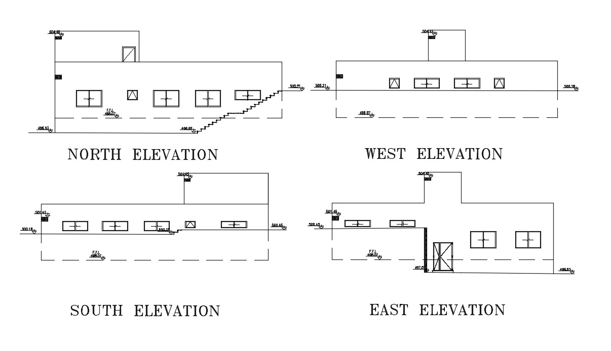 Autocad House Elevation Plan Drawing