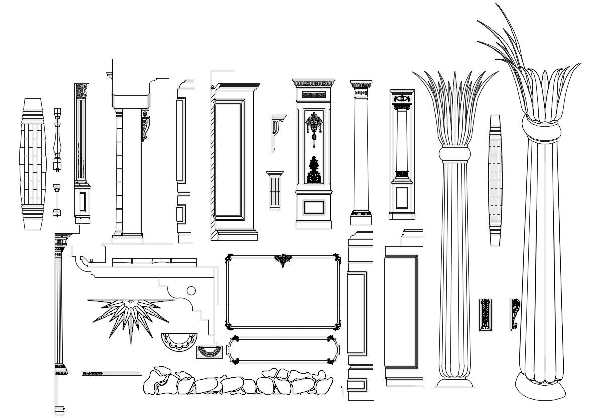 Free Download Column CAD Block Cadbull   Free Download Column CAD Block  Wed Sep 2019 06 26 07 