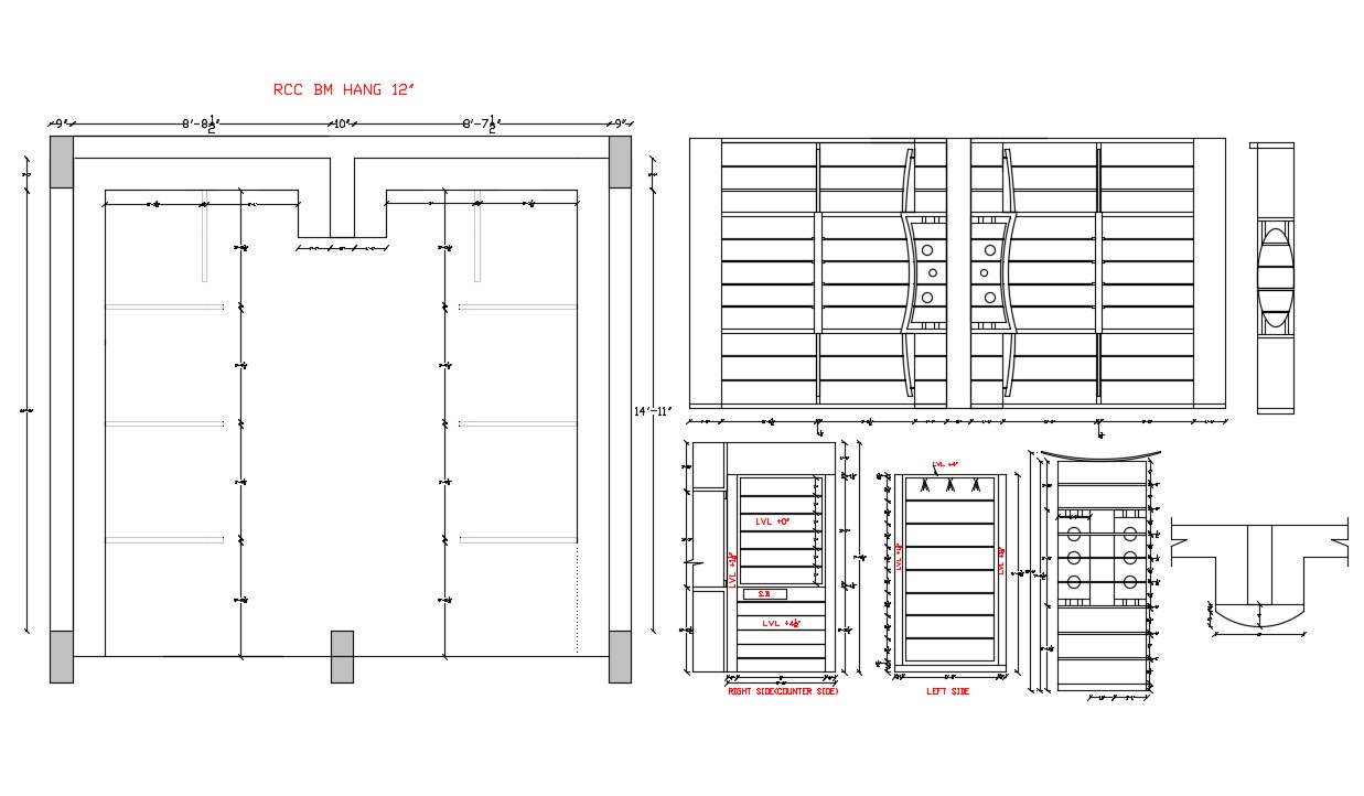 Free Download Display Wall Elevation With Plan AutoCAD File - Cadbull