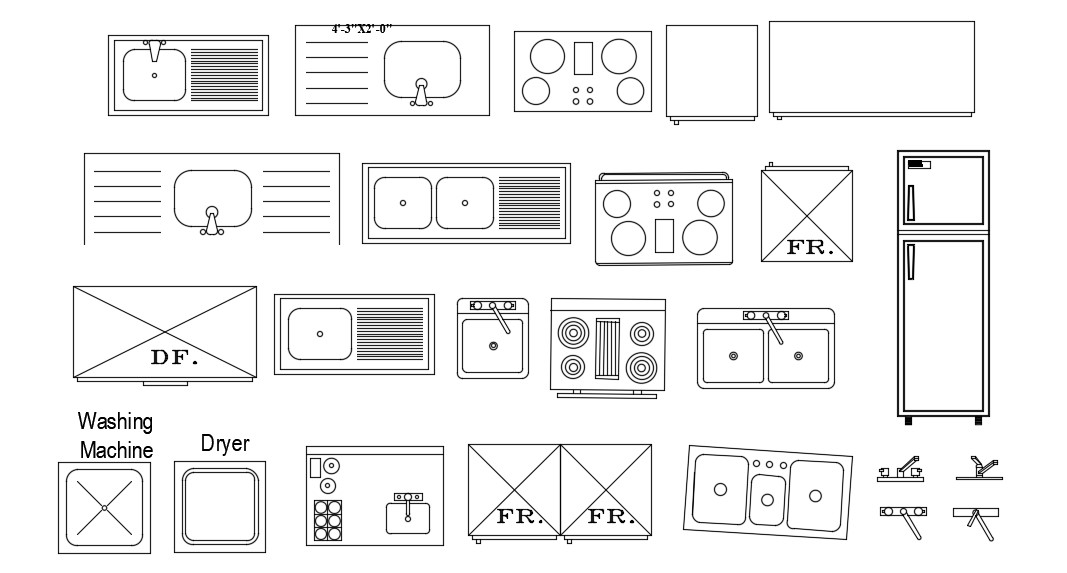 Free Download Multiple Kitchen Blocks Design 2d AutoCAD Drawing Cadbull