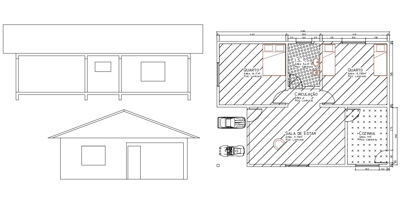 Free Download Simple  House  Plan  Elevation And Section 