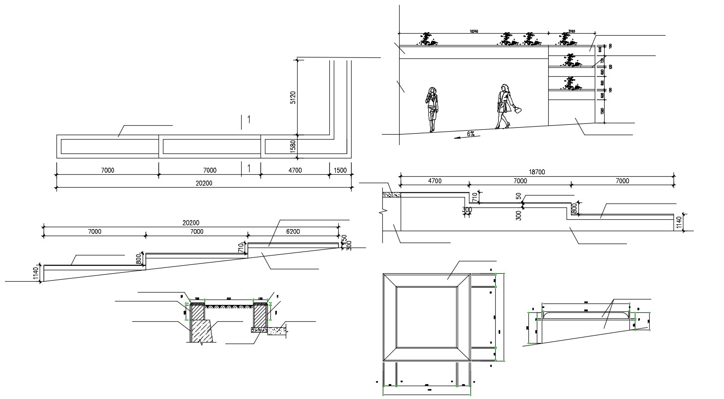 Free Download The Planter Box Design With Section Autocad File Cadbull 1124