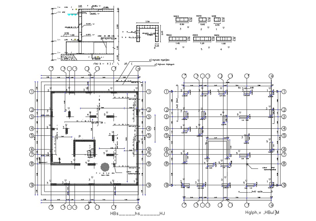 Free Download Column Center Line Plan AutoCAD File - Cadbull