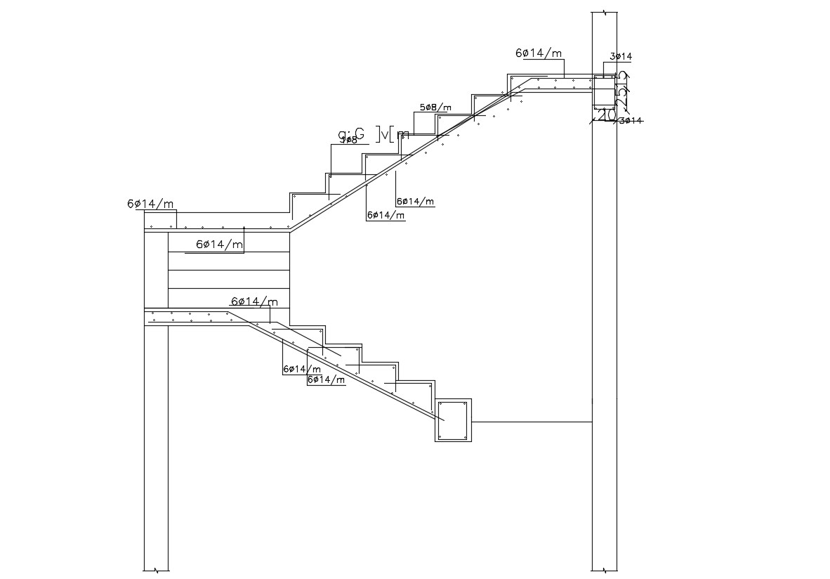 Free Download RCC Staircase Design DWG File - Cadbull