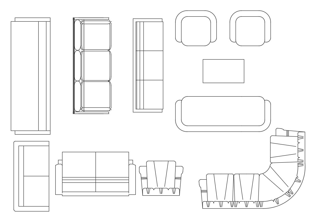 Free Sofa Set Furniture CAD Blocks Top View Drawing ...