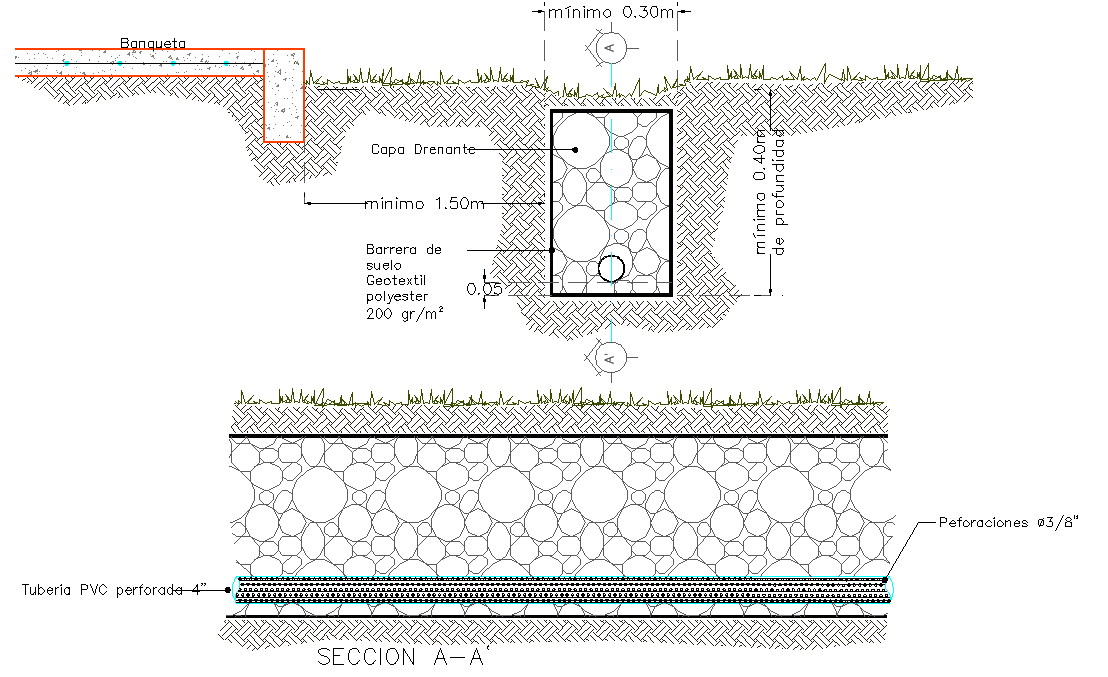 French Drain Plan And Section Layout File Cadbull   French Drain Plan And Section Layout File Mon Jun 2018 06 33 57 