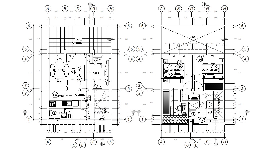 Furnished Bungalow 2d AutoCAD Drawing Plan - Cadbull