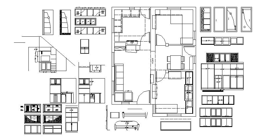  Furniture  plan  of the house  in AutoCAD  Cadbull