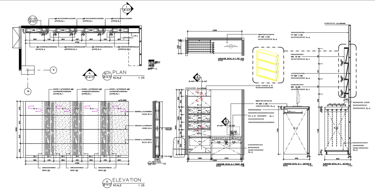 Furniture Cupboard Plan And Sectional Elevation Autocad File - Cadbull