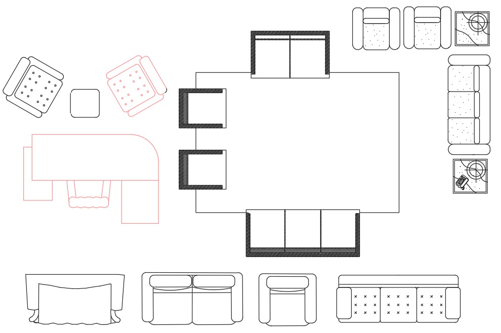 Furniture Sofa Set CAD Blocks Drawing DWG File - Cadbull