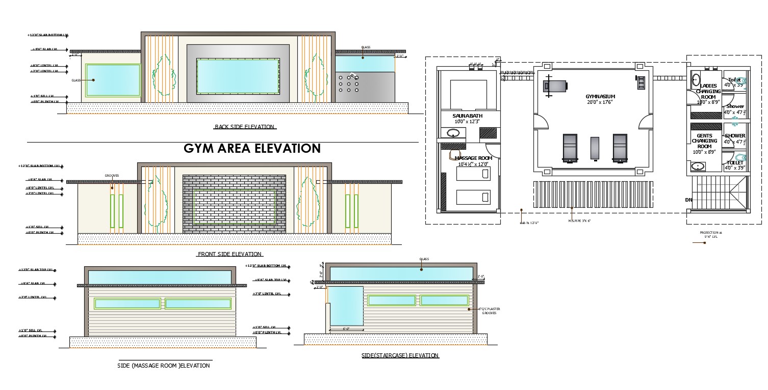 GYM Workout Plan And Elevation Design AutoCAD File - Cadbull