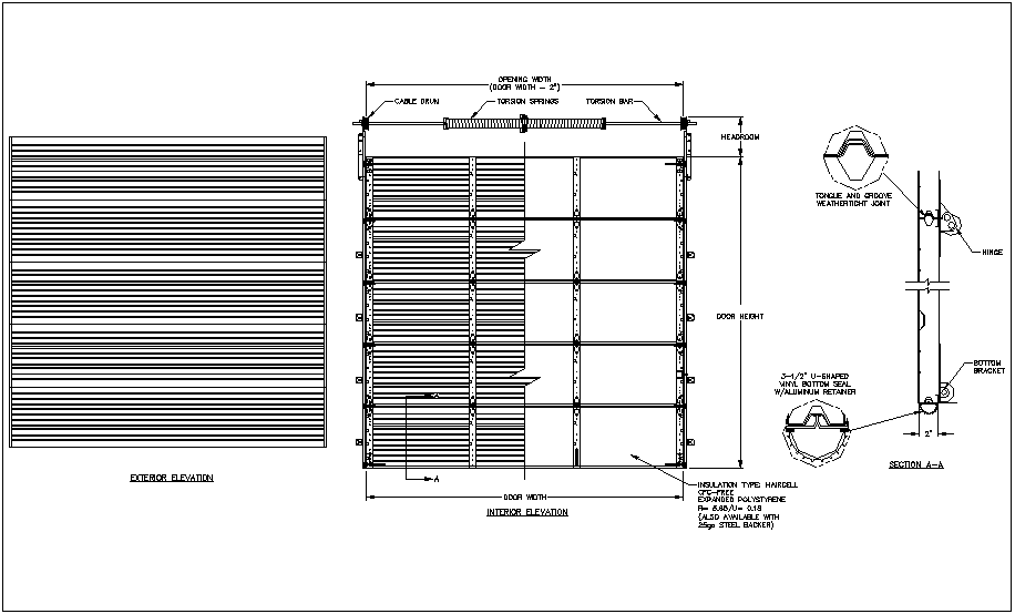 Garage Door Design With Exterior And Interior View Dwg File Cadbull