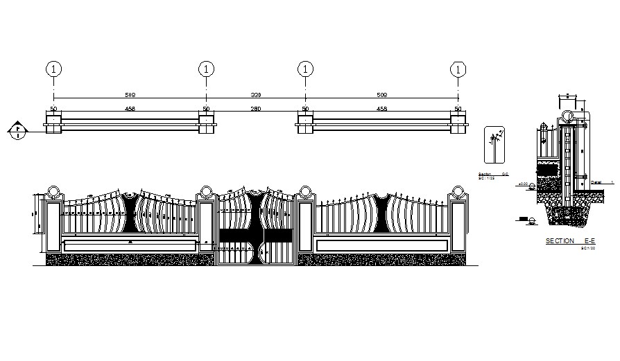 Gate And Fence Elevation And Auto Cad Drawing Details Dwg File Cadbull 7927