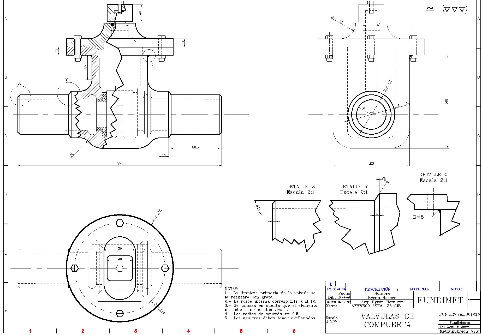 Gate valve detail autocad file - Cadbull