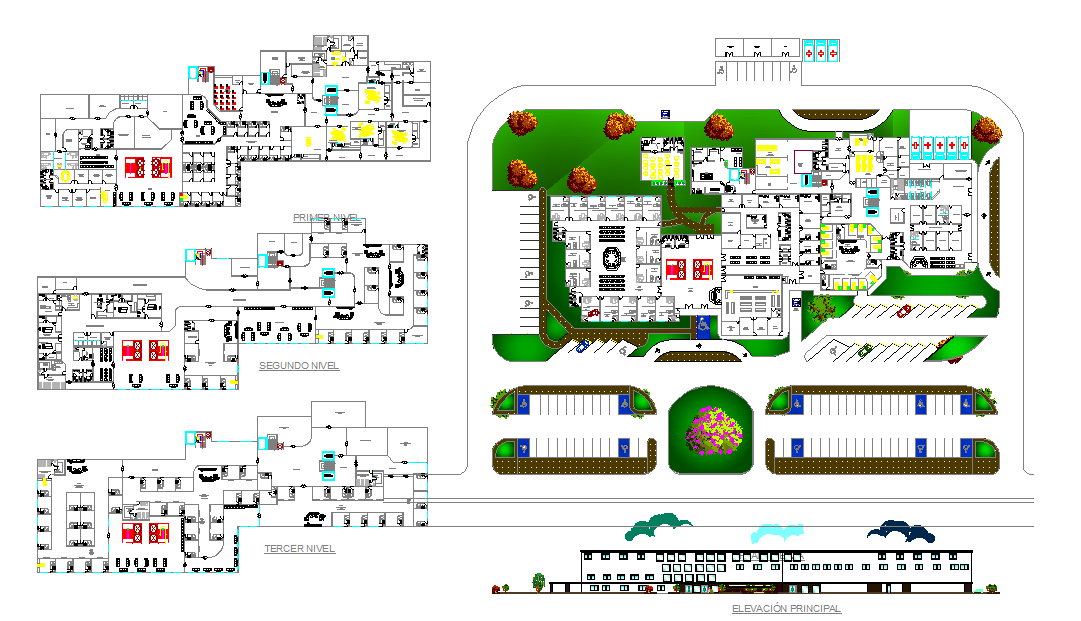 General Hospital floor Plan & Elevation & Section design