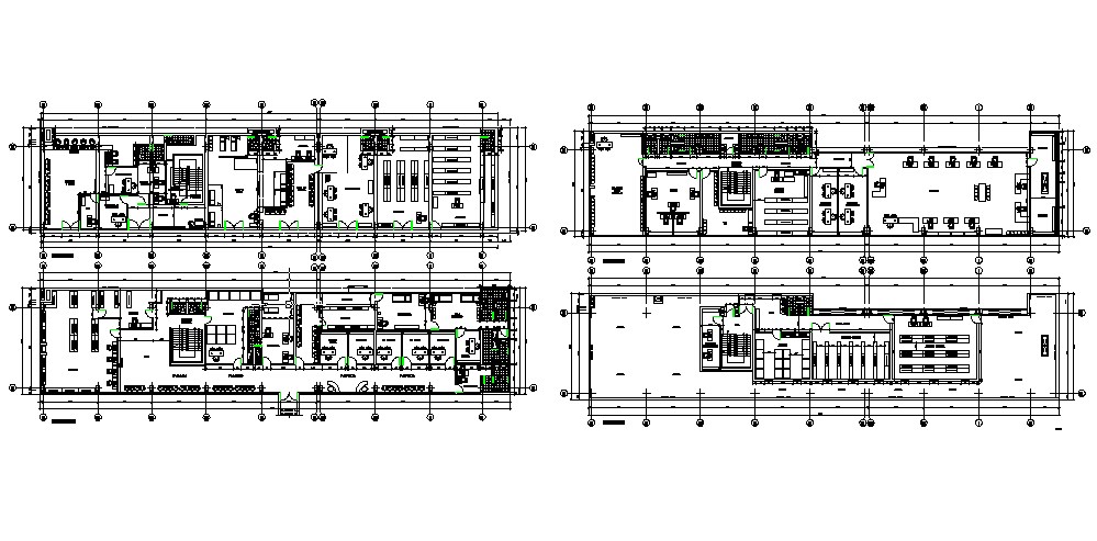 Ground, first, second and third floor layout plan details of office ...