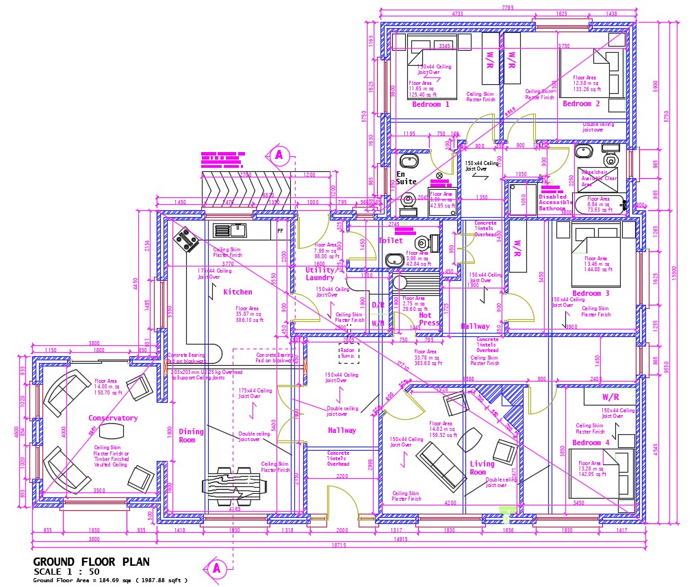 Ground Floor Plan Elevation - Cadbull