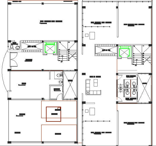 Ground and first floor plan layout of multiflooring admin