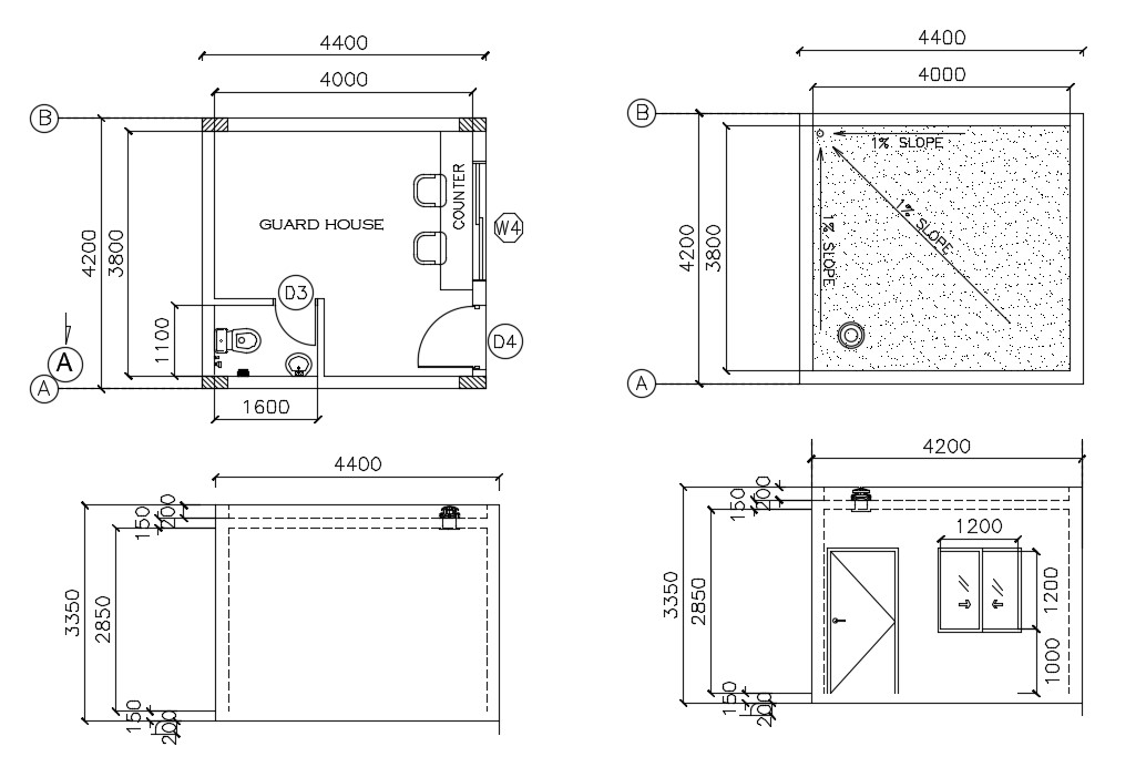 Guard House Plan AutoCAD File Cadbull