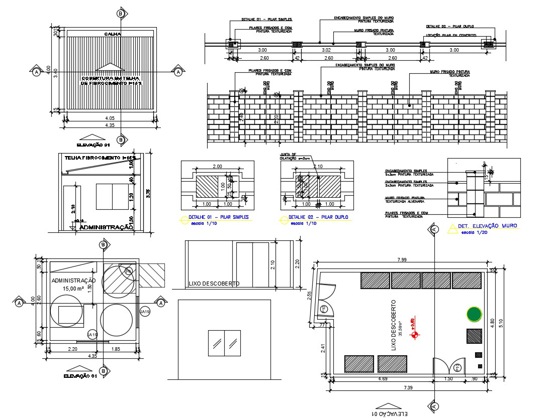 Guard Room Plan And Elevation Design With Boundary Wall