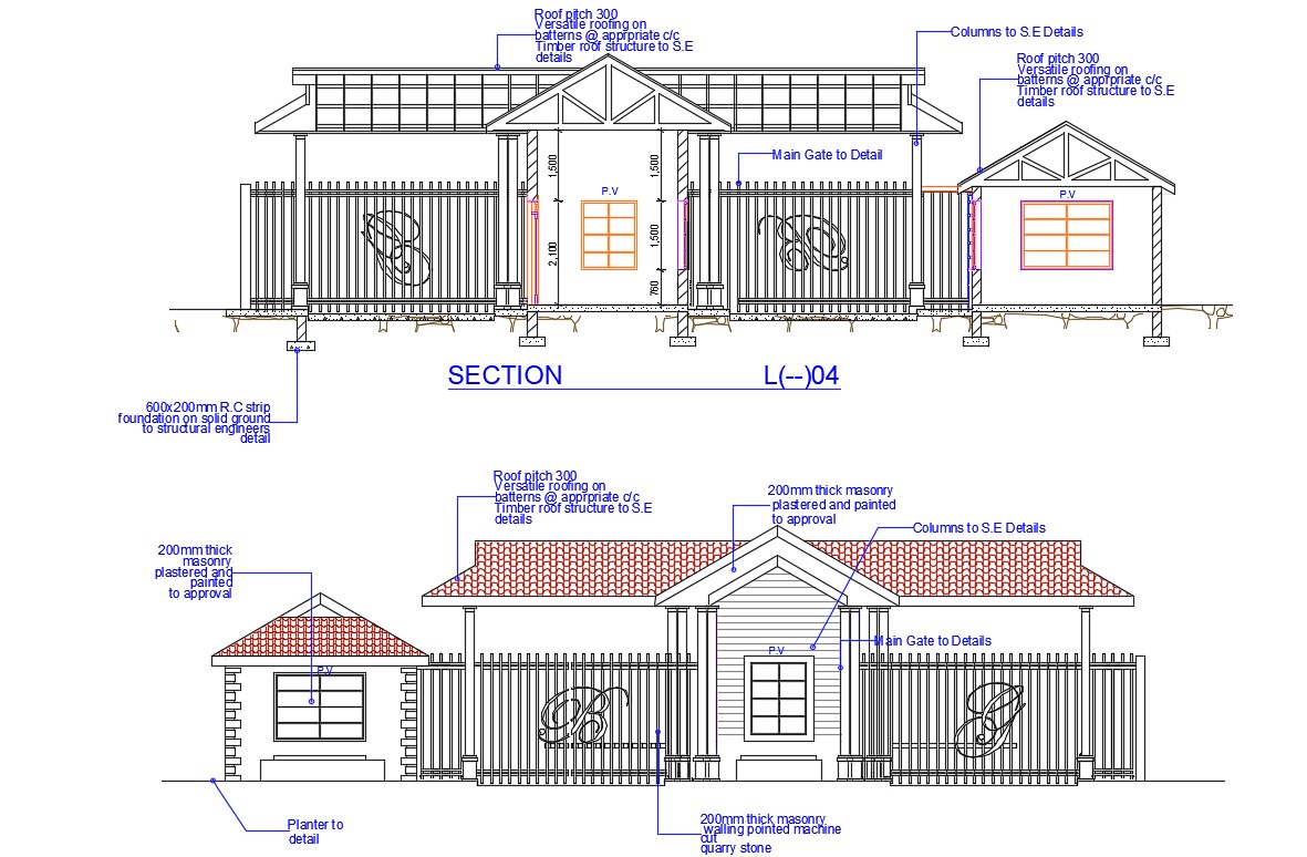 Guard Room With Compound Gate Dwg File