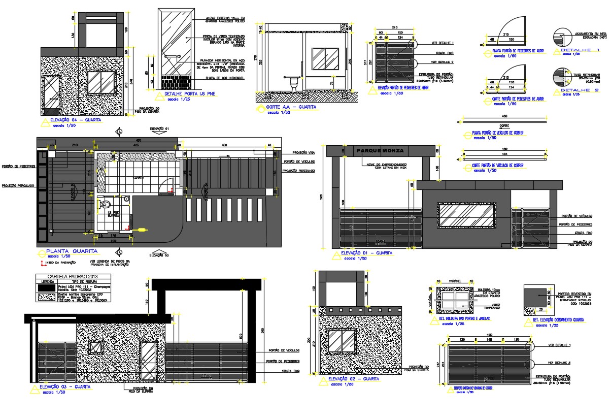 Guard Room And Entrance Gate Design Layout Plan Elevation