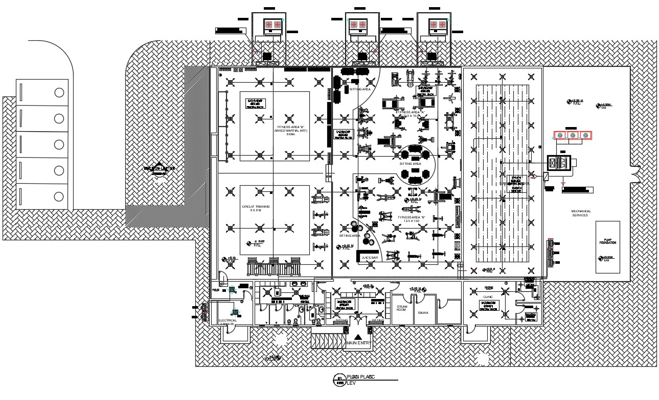 Gym Design Plan CAD Drawing Download - Cadbull