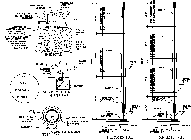 High Mast Light Pole Autocad Drawing