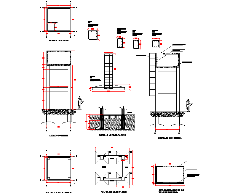 High water tank for drinking water plan autocad file - Cadbull