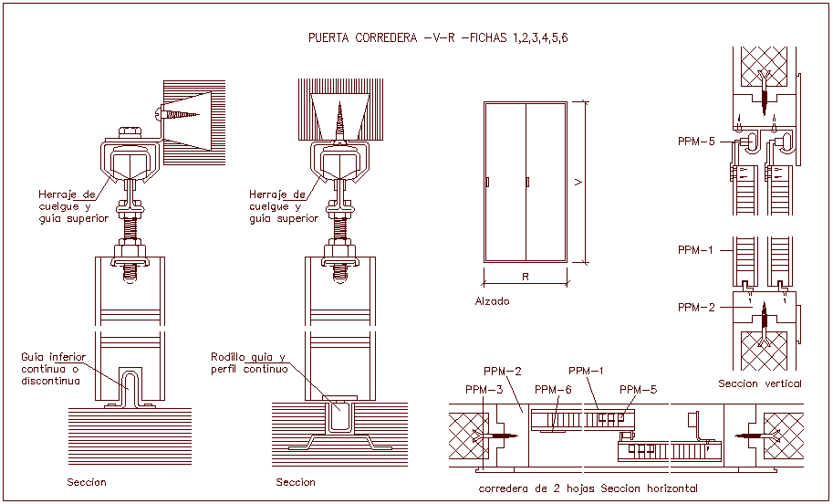 Horizontal and vertical section view of sliding door design dwg file ...