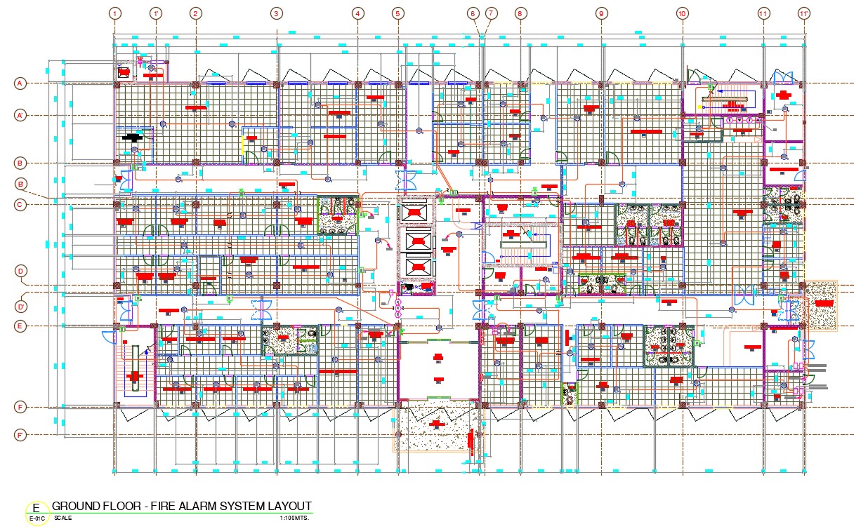 Hospital Fire Alarm System Layout Plan DWG File - Cadbull