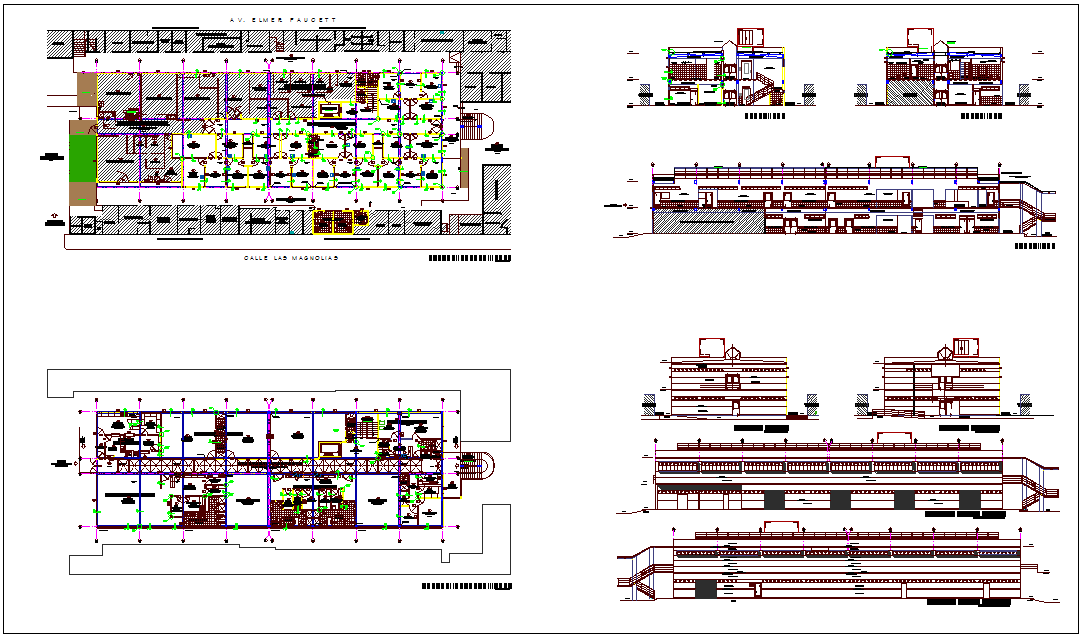 Hospital design view with plan,elevation and section view dwg file ...