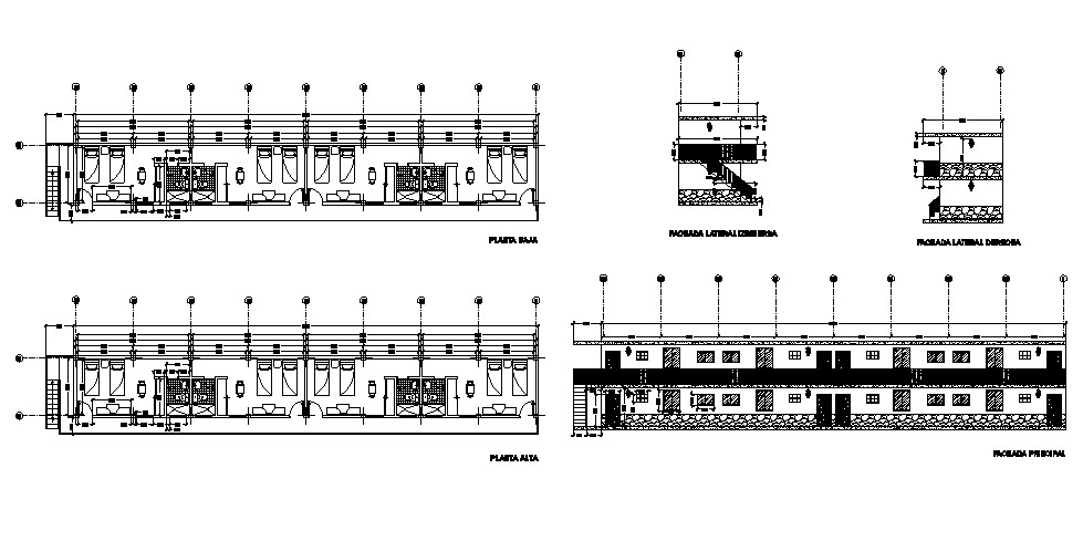 Hostel Building Main Elevation, Floor Plan And Auto-cad Details Dwg ...